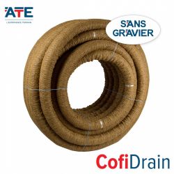 Drain agricole enrobé de fibre Coco, sol très argileux avec ocre de fer, sans gravier